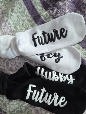 "Future Wifey/Hubby Socks Set - Black & White